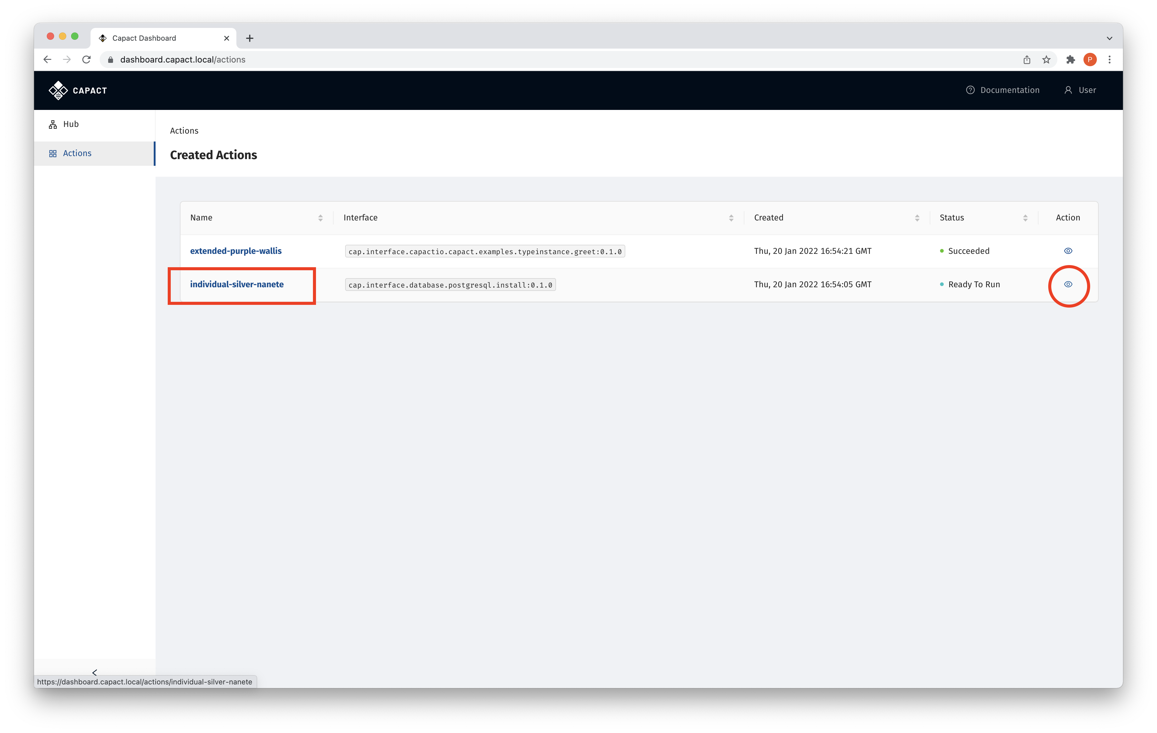 Action Details Navigation